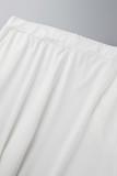 Blanco Casual Sólido Cardigan Chalecos Pantalones O Cuello Tallas grandes Dos piezas