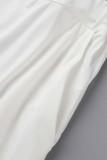 Blanc Décontracté Solide Cardigan Gilets Pantalon O Cou Plus La Taille Deux Pièces