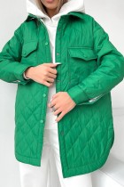 Green Casual Solid Patchwork Turndown Collar Outerwear