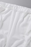 Белый Повседневная однотонная ткань в стиле пэчворк с круглым вырезом и длинным рукавом из двух частей