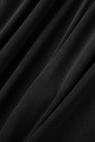 Colar preto casual patchwork sólido com zíper tamanho grande duas peças