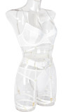 Белое сексуальное однотонное прозрачное женское белье в стиле пэчворк на День Святого Валентина