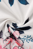 Witte casual print patchwork met strik Halve coltrui jurken