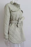 Prendas de abrigo informales con cuello vuelto de patchwork sólido gris claro