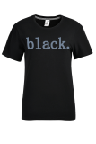 T-shirt con collo a O con stampa di strada nera