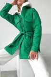 Prendas de abrigo informales con cuello vuelto de patchwork sólido verde
