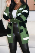 Vêtement d'extérieur à imprimé camouflage décontracté vert