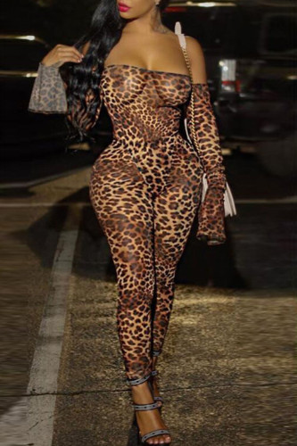 Tute skinny con stampa leopardata e patchwork con stampa leopardata