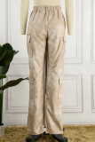 Pantalones rectos de cintura media con bolsillo estampado de Apricot Street