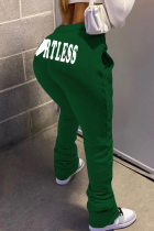 Pantalones informales con estampado de patchwork Harlan de cintura alta con estampado de posicionamiento de Harlan verde oscuro