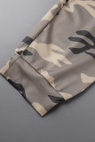 Camouflage Casual Print Camouflage Print Patchwork Plus Size