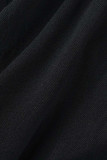 Zwarte sexy uitgeholde magere jumpsuits met patchwork en ronde hals