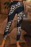 Leopardtryck Casual Print Patchwork Skinny High Waist Pencil Full Print Bottoms