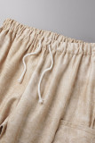 Calças de cintura média com estampa de rua de damasco bolso reta