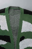 Grönt Casual Print Camouflage Print Patchwork Ytterkläder