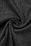 Черные сексуальные однотонные лоскутные цепочки с открытой спиной и круглым вырезом, юбка-карандаш, платья