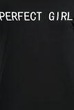 Zwarte T-shirts met letter O-hals en straatprint