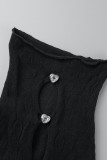 Zwarte sexy uitgeholde magere jumpsuits met patchwork en ronde hals