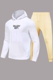 Khaki Sportswear Print Letter Hooded Collar Long Sleeve Two Pieces