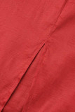 Rotes elegantes festes Patchwork-halbes Rollkragen-Abend-Kleid plus Größen-Kleider