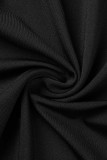 Black Casual Striped Patchwork Zipper Collar Skinny Jumpsuits