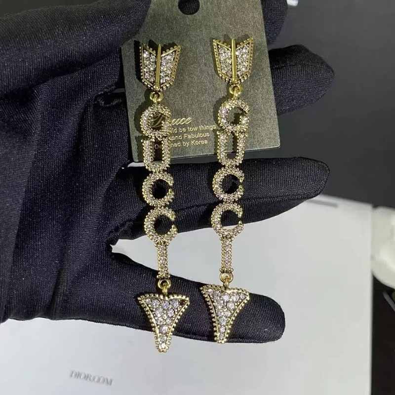

Gold Elegant Letter Rhinestone Earrings