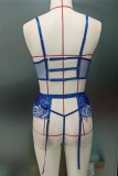 Royal Blue Sexy Solid Patchwork See-through Backless Lingerie