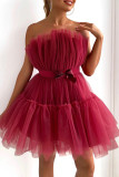 Rosen-rote reizvolle elegante feste Patchwork-trägerlose Prinzessin-Kleider