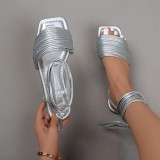 Champagne Casual Bandage Patchwork Square Out Door Shoes