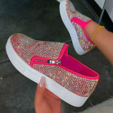 Bare Color Casual Patchwork Rhinestone Round Comfortable Out Door Flats Shoes
