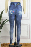 Water Blue Sportswear Print Patchwork