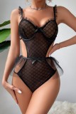 Black Sexy Patchwork Solid Hollowed Out See-through Lingerie