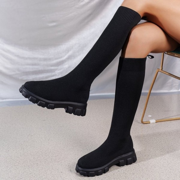 Zwarte casual patchwork effen kleur ronde warm houden comfortabele schoenen (hakhoogte 1.97 inch)