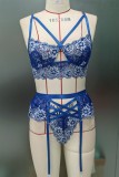 Kungsblå Sexiga Solid Patchwork Genomskinliga rygglösa underkläder