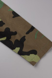 Capispalla con colletto risvoltato patchwork stampa mimetica stampa casual street verde militare