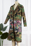 Camouflage Casual Street Print Camouflage Print Patchwork Turn-back Collar Outerwear