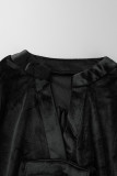 Schwarze, lässige, feste Patchwork-Kleider mit V-Ausschnitt