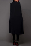 Vêtement d'extérieur à col cardigan en patchwork élégant décontracté noir