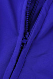 Bunte blaue sexy feste Patchwork-Federn mit V-Ausschnitt Abendkleider