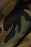 Outerwear casual com estampa de rua estampa camuflada patchwork verde militar gola virada para trás