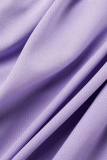 Robes de jupe crayon violet sexy en maille solide à l'épaule