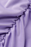 Púrpura sexy malla sólida fuera del hombro vestidos de falda lápiz