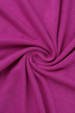 Rose Red Street Solid Patchwork Fold Off the Shoulder Falda de un solo paso Vestidos de talla grande