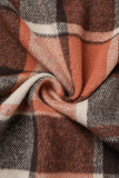 Capispalla con colletto rovesciato patchwork scozzese casual arancione