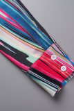 Dos piezas de manga larga con cuello vuelto de patchwork con estampado callejero multicolor