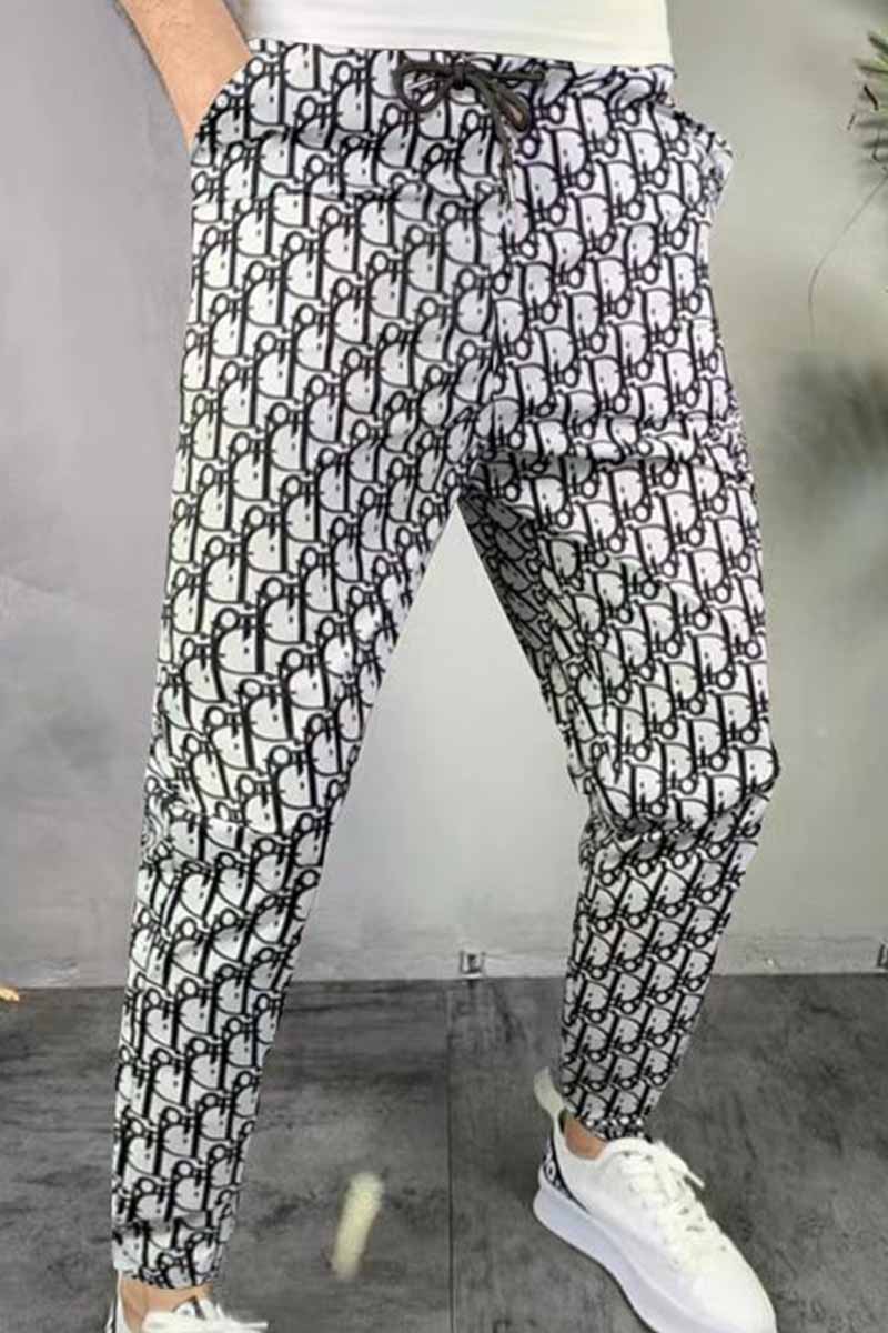 

Milky Casual Print Letter Straight Mid Waist Pants