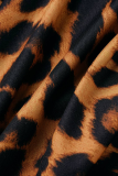Svarta sexiga Leopard Patchwork V-hals Pencil Kjol Klänningar