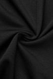 Prendas de abrigo con cuello de cremallera de patchwork sólido casual negro