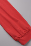 Rose Red Sexy Solid Patchwork Fold Asymmetrischer V-Ausschnitt Unregelmäßige Kleider