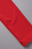 Abbigliamento sportivo casual rosso Solido patchwork con cerniera manica lunga due pezzi